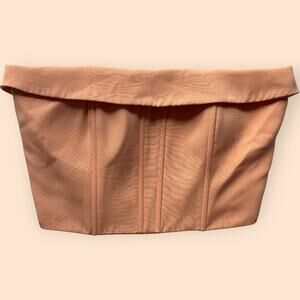 Forever 21 foldover corset tube top peach strapless Y2K S